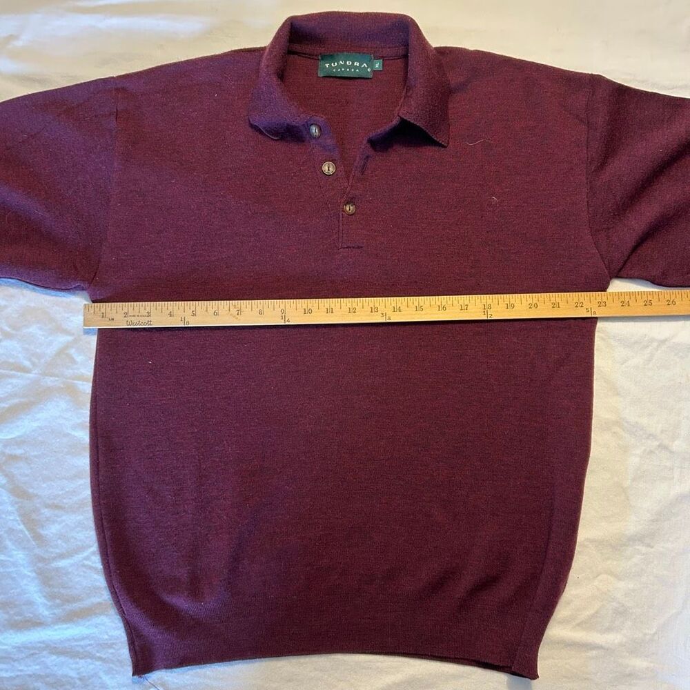 Tundra Canada Virgin Merino Wool Polo Sweater | Men’s XL | Burgundy - Picture 5 of 9